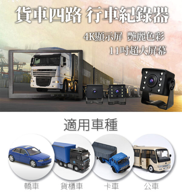 11吋大貨車四鏡頭 行車紀錄器：圖片 3